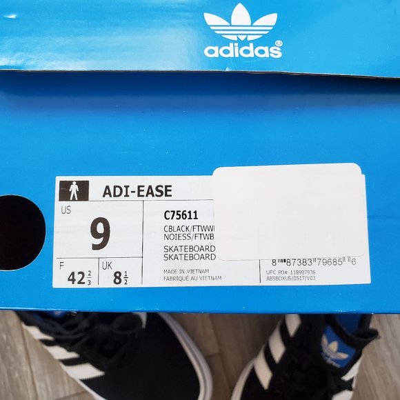 SOLD Adidas Adi-Ease Skate Shoes Black/White Men 9 - Picture 11 of 12
